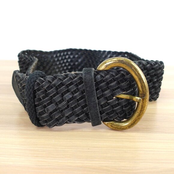 VINTAGE Braided Belt Womens Small Leather Chunky Waist Dress Suede 90s USA OMEGA - Picture 1 of 16